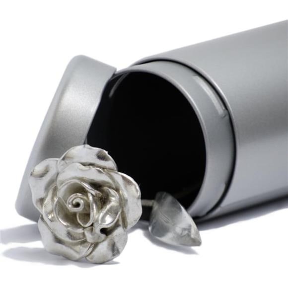Tin Anniversary 10 Year Metal Rose - 100% Pure Casted Tin Wedding Anniversary - Picture 4 of 4